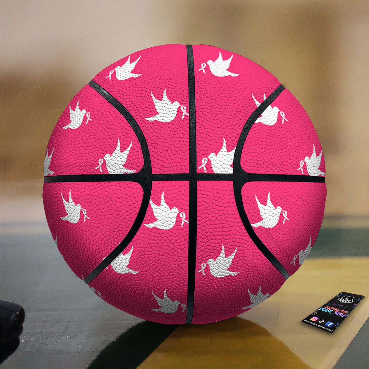 Breast Cancer White Dove Print Pattern Basketball