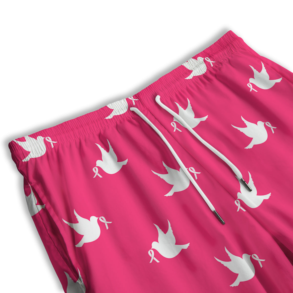 Breast Cancer White Dove Print Pattern Men's Athletic Shorts