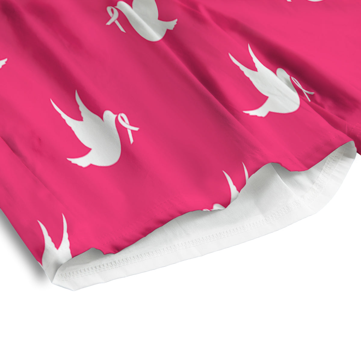 Breast Cancer White Dove Print Pattern Men's Athletic Shorts