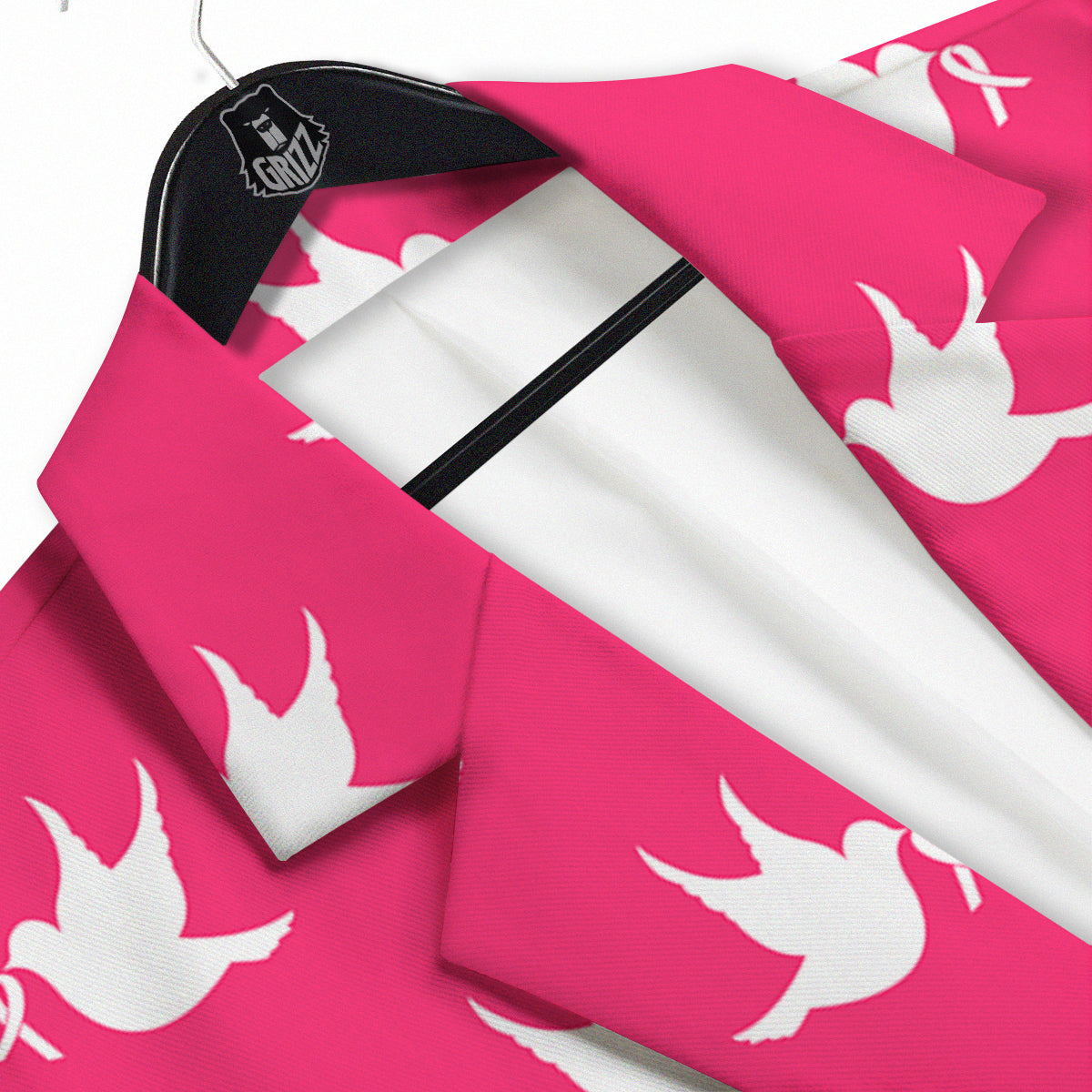 Breast Cancer White Dove Print Pattern Men's Sport Coat-grizzshop