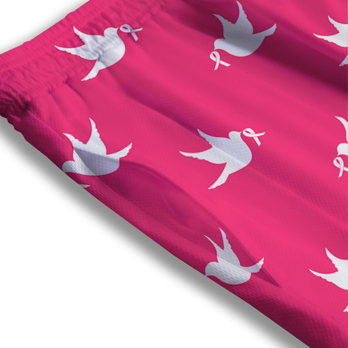 Breast Cancer White Dove Print Pattern Mesh Shorts