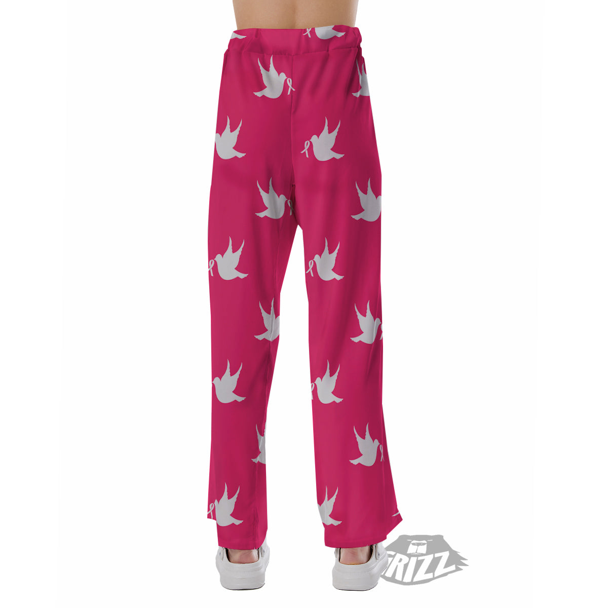 Breast Cancer White Dove Print Pattern Pajama Pants-grizzshop