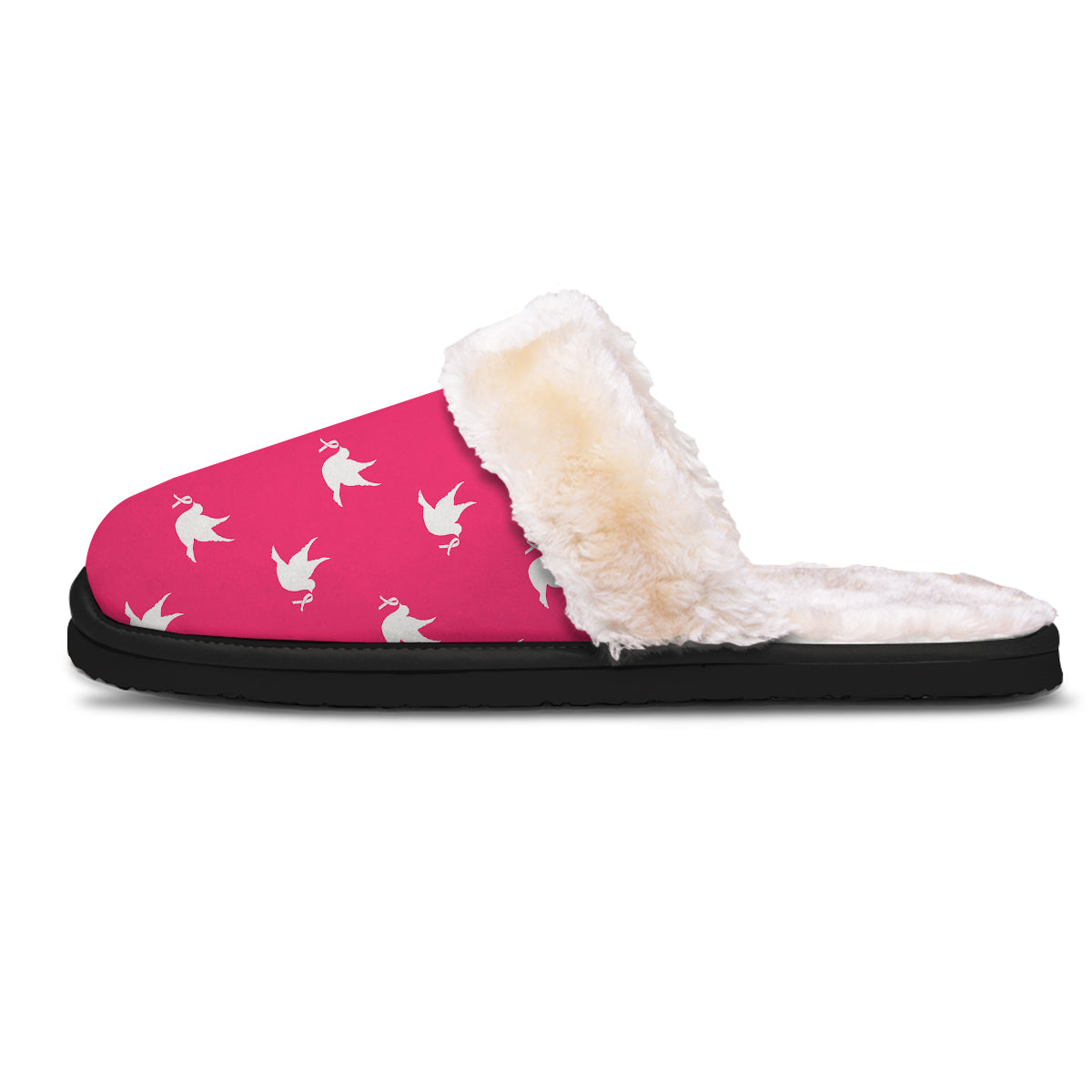 Breast Cancer White Dove Print Pattern Slippers-grizzshop