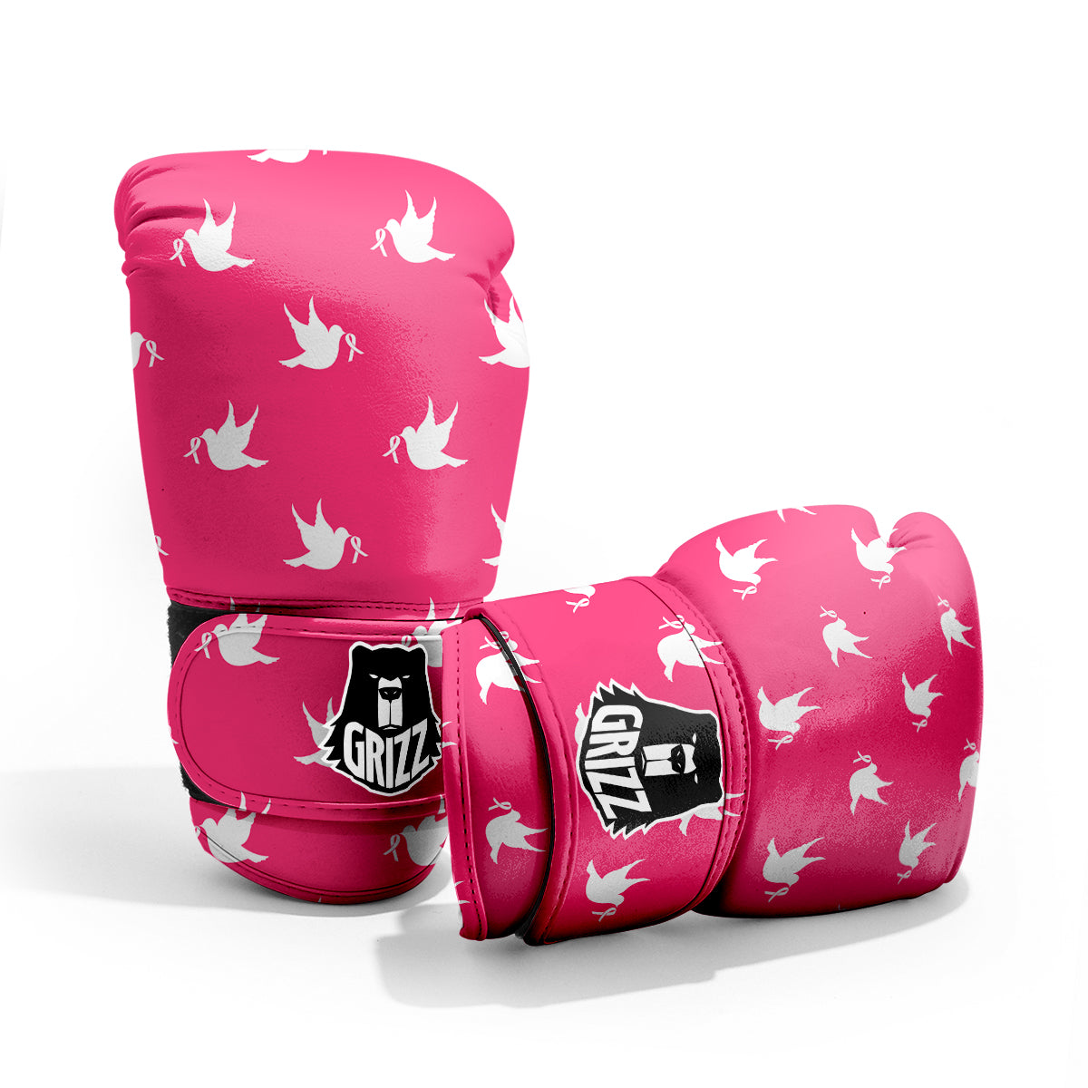 Breast Cancer White Dove Print Pattern Pro Boxing Glove