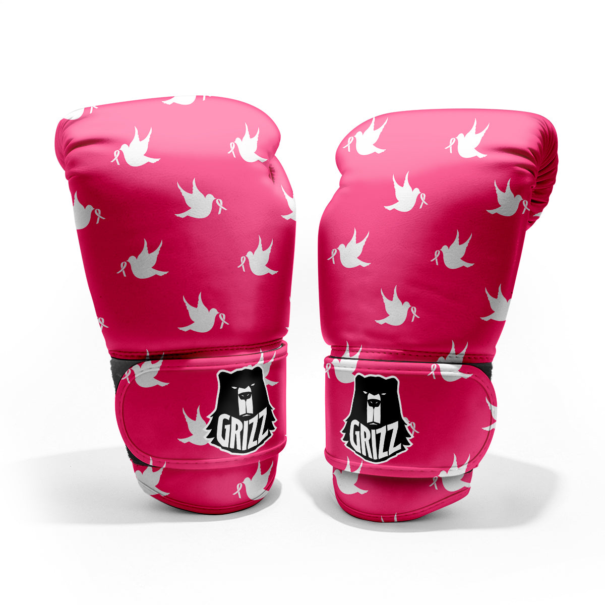 Breast Cancer White Dove Print Pattern Pro Boxing Glove