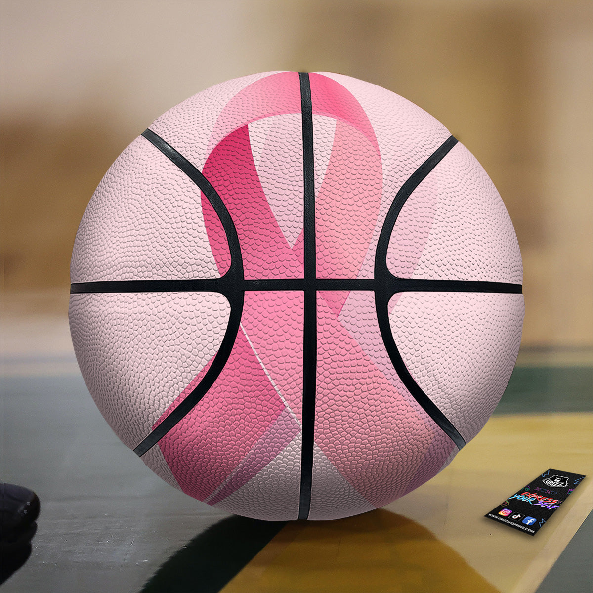 Breast Cancer Awareness Ribbon Print Basketball
