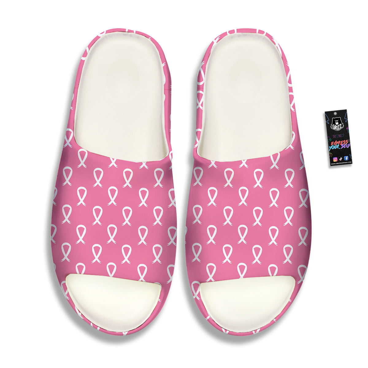 Breast Cancer Pink And White Print Pattern Sandals-grizzshop