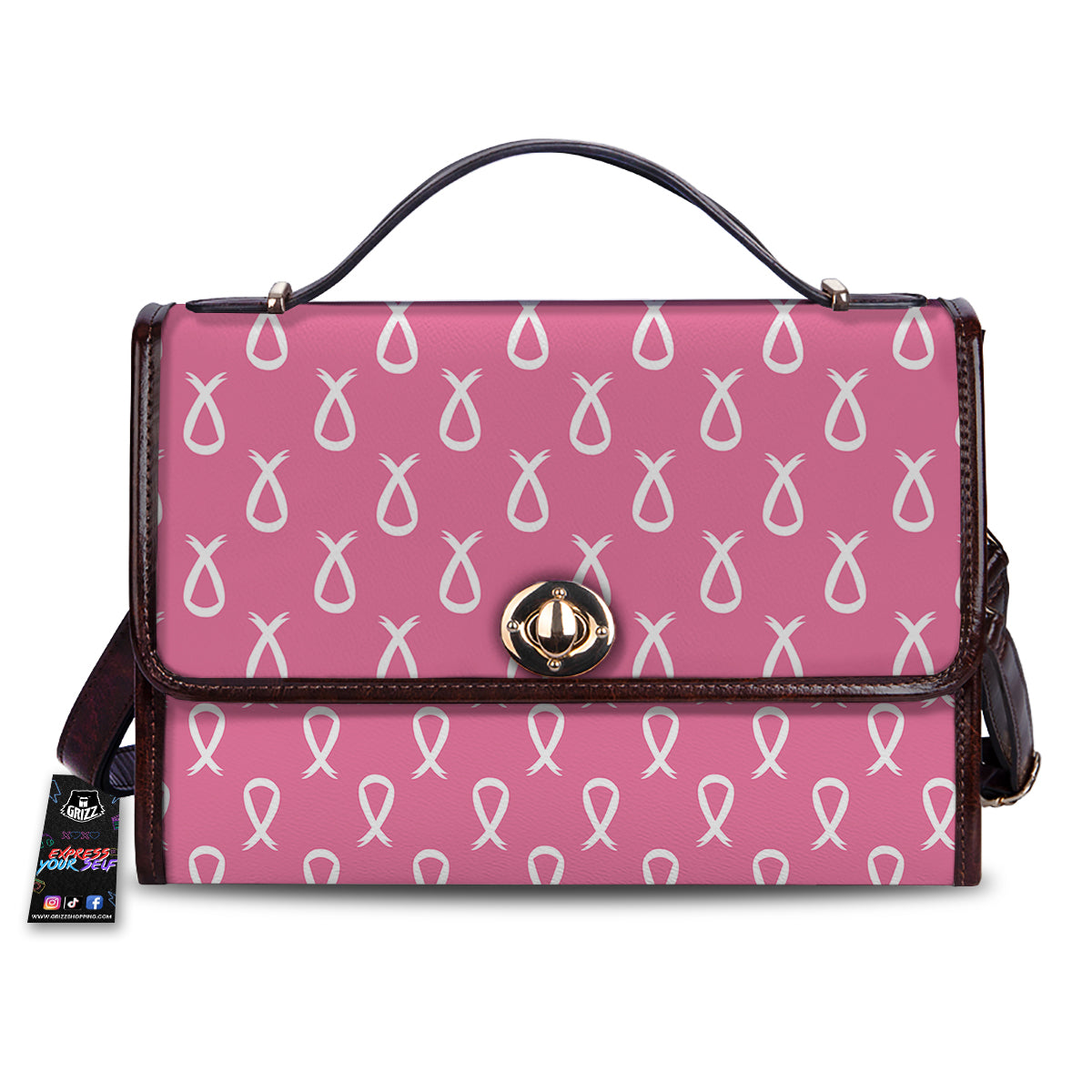Breast Cancer Pink And White Print Pattern Women's Satchel Bag