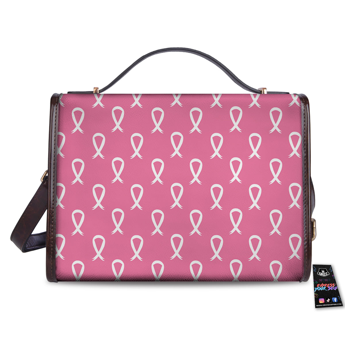 Breast Cancer Pink And White Print Pattern Women's Satchel Bag