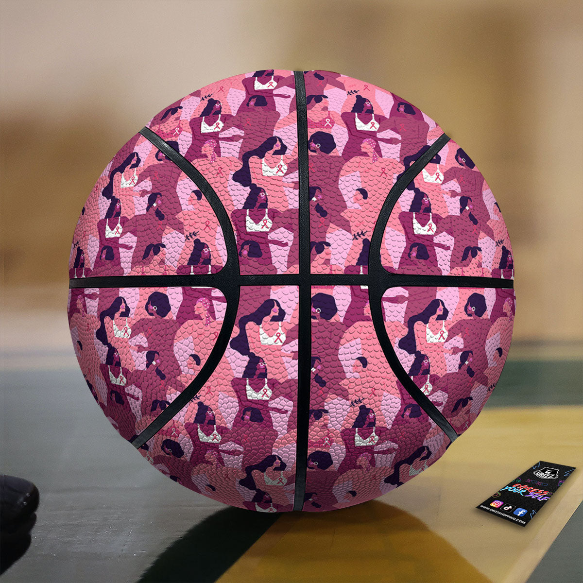 Black White And Red Chevron Print Pattern Basketball