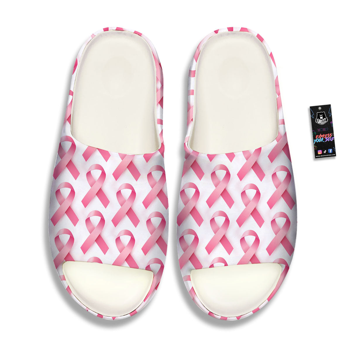 Breast Cancer Pink Ribbon Print Pattern Sandals-grizzshop