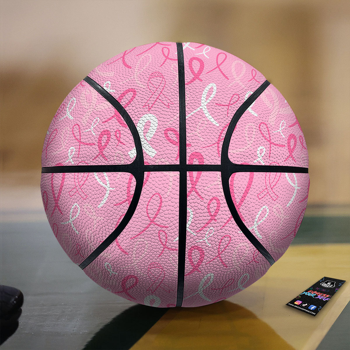 Breast Cancer Ribbon Pink Print Pattern Basketball