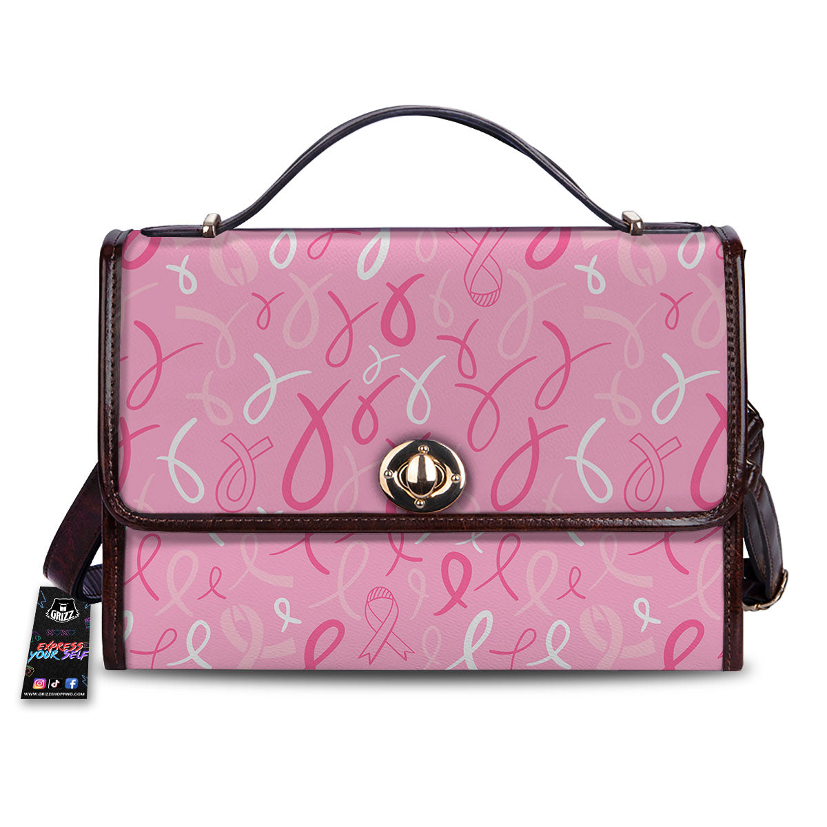 Breast Cancer Ribbon Pink Print Pattern Women's Satchel Bag