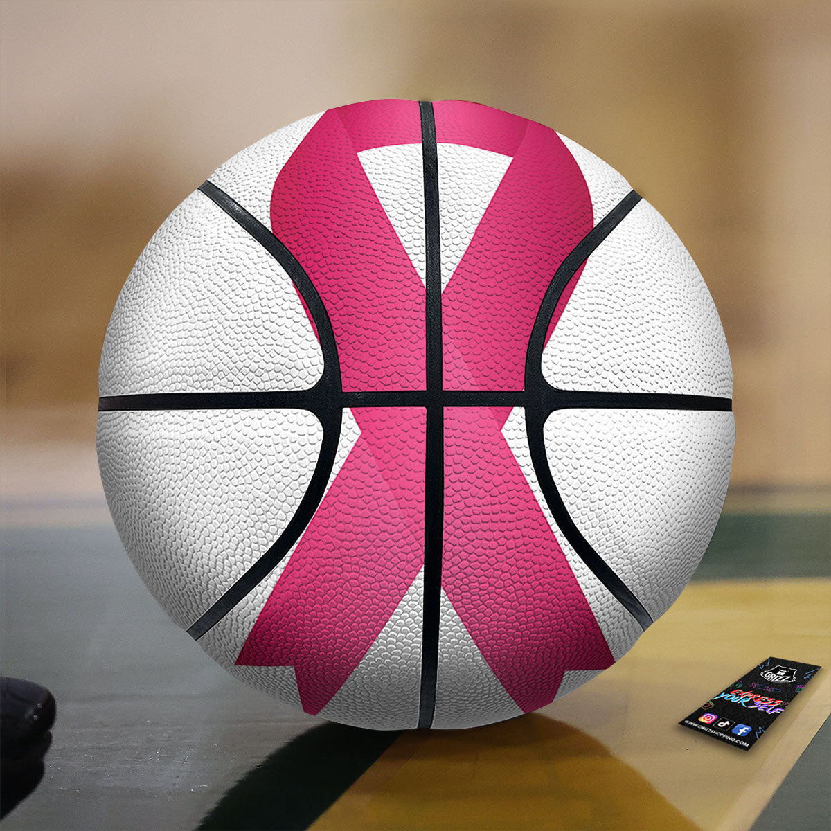 Breast Cancer White And Pink Print Basketball
