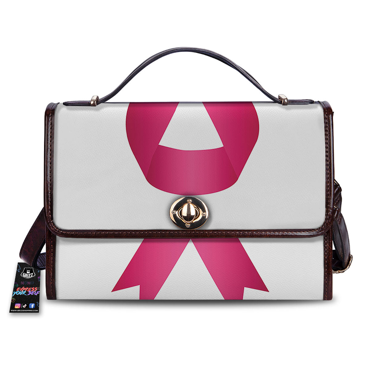 Breast Cancer White And Pink Print Women's Satchel Bag