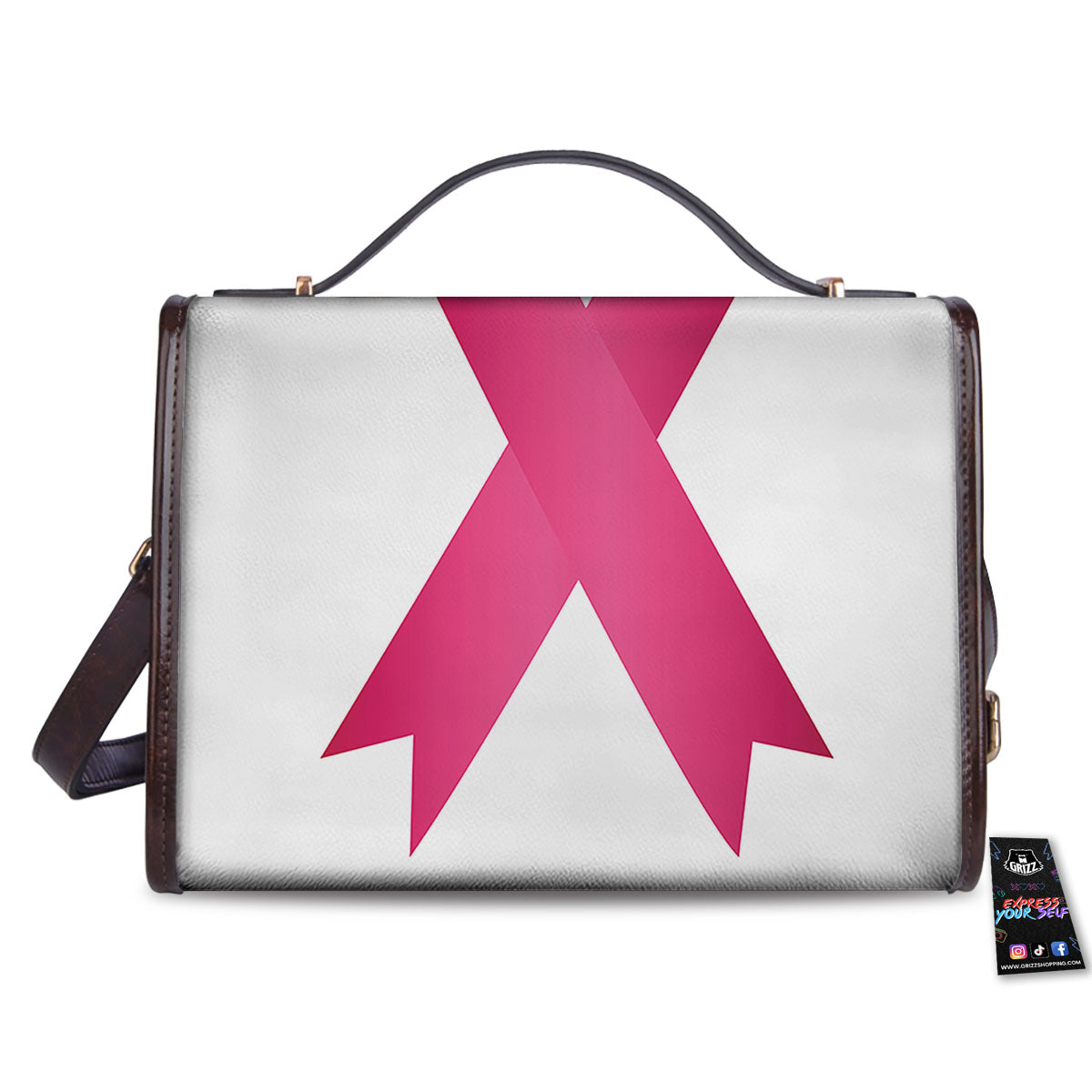 Breast Cancer White And Pink Print Women's Satchel Bag