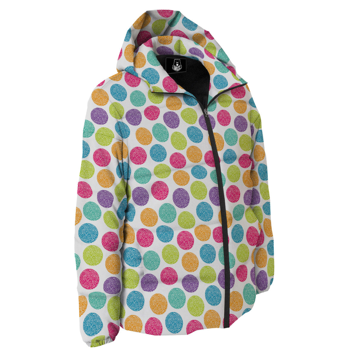 Bright Polka Dot Colorful Print Pattern Down Jacket-grizzshop