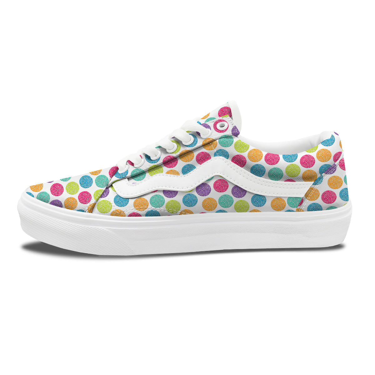 Bright Polka Dot Colorful Print Pattern Skate Shoes-grizzshop