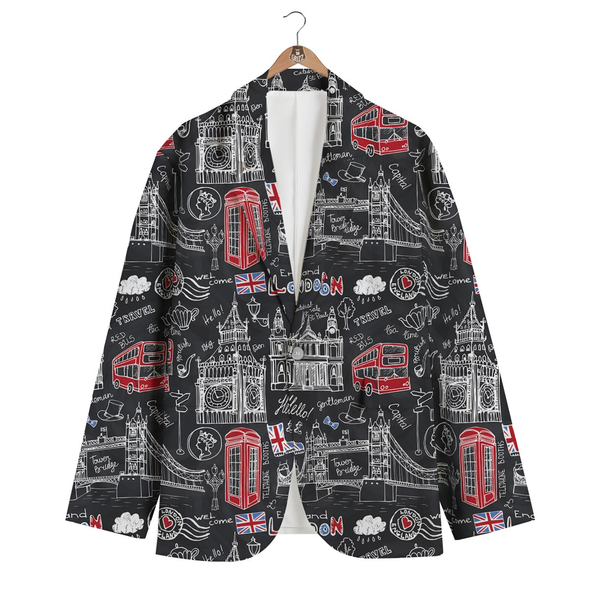 British Pattern Print Men's Blazer-grizzshop