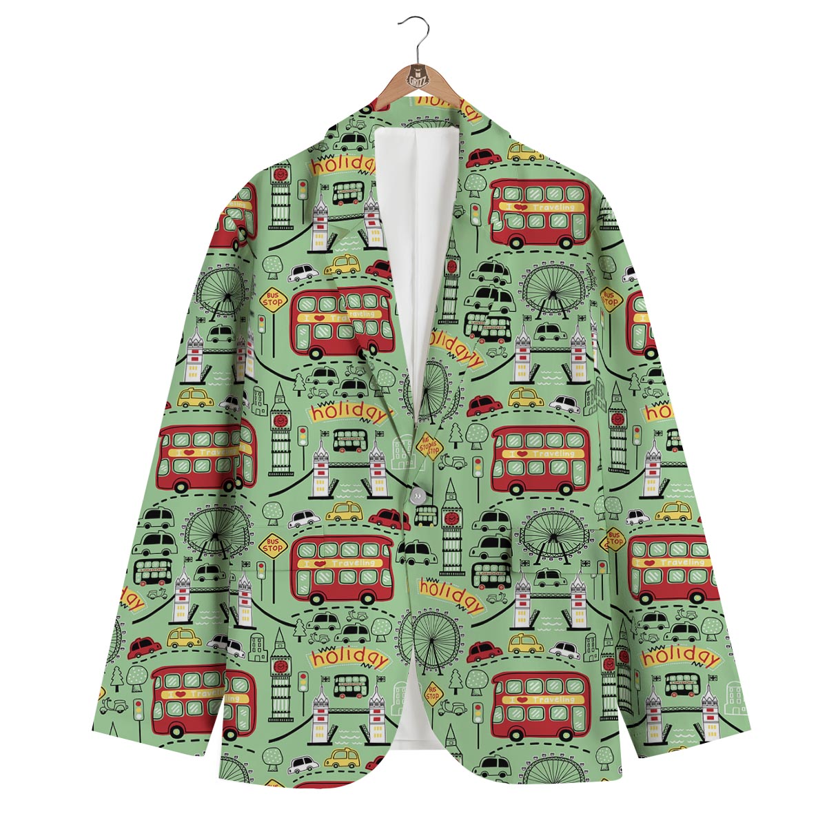 British Print Pattern Men's Blazer-grizzshop