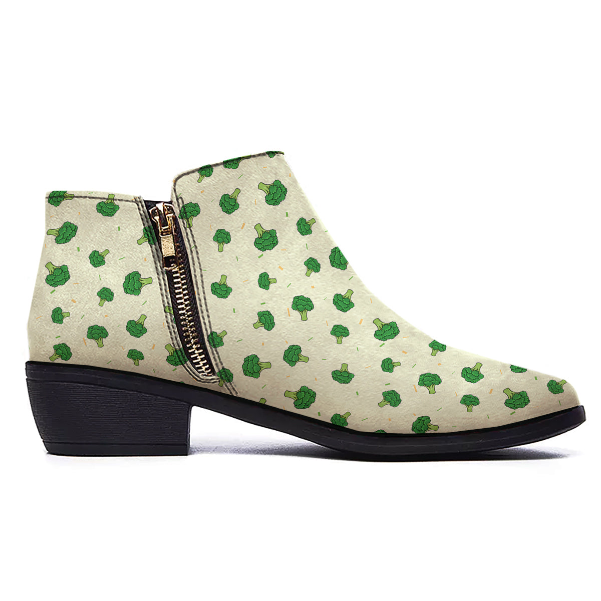 Broccoli Green Print Pattern Ankle Boots-grizzshop