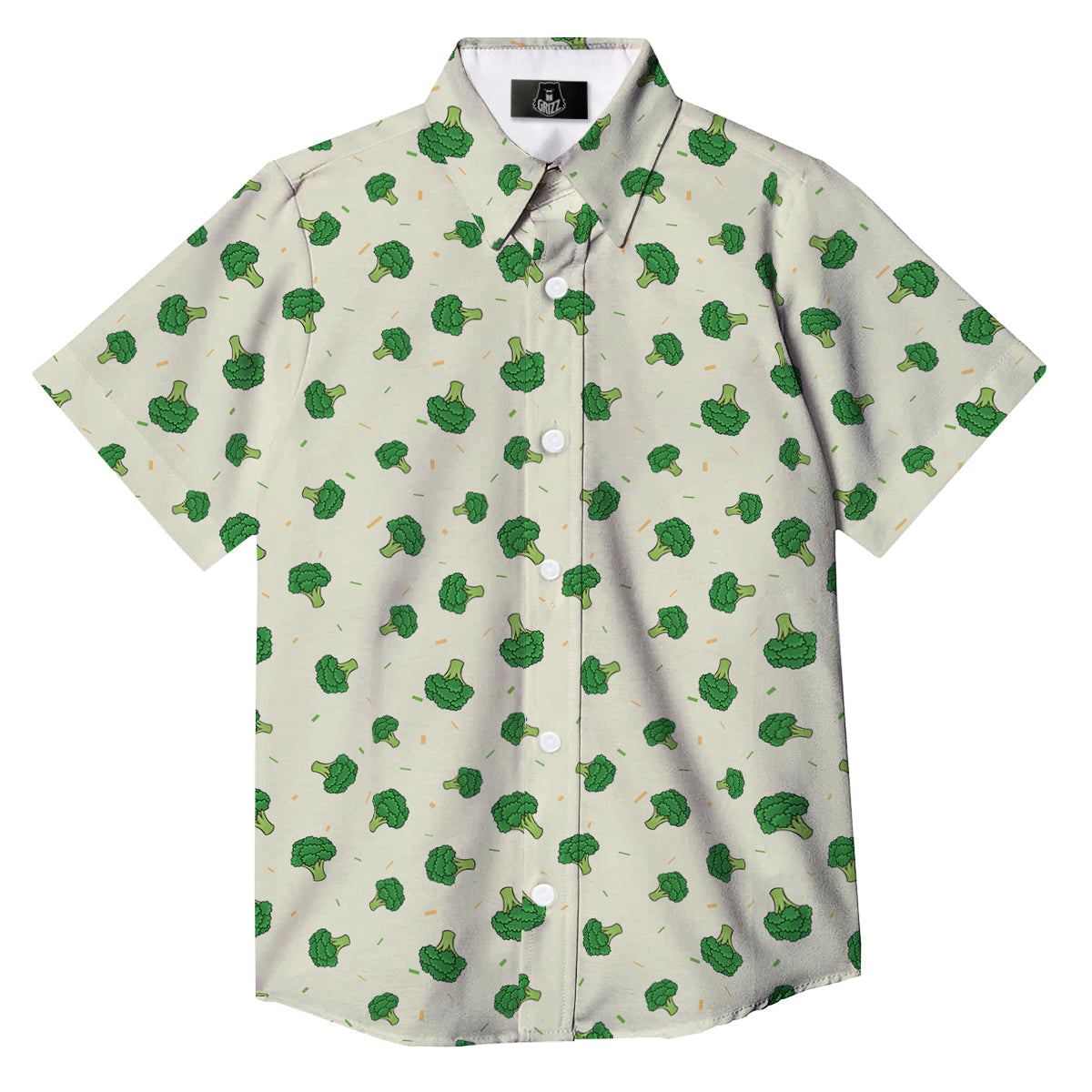 Broccoli Green Print Pattern Button Up Shirt-grizzshop