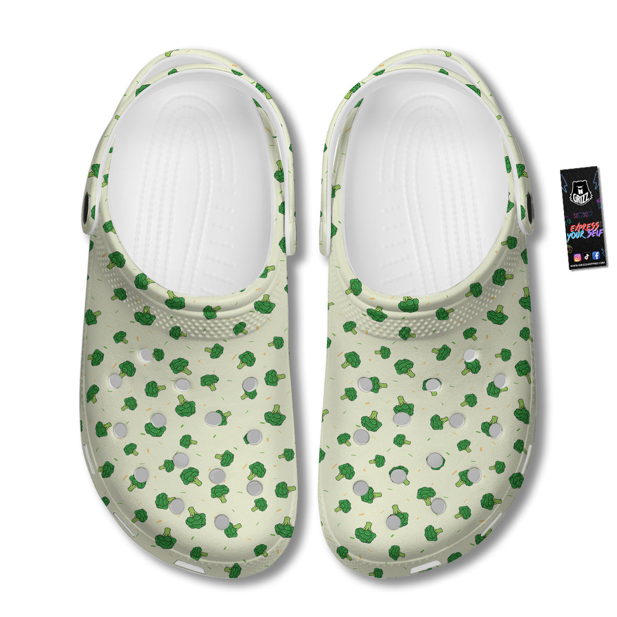 Broccoli Green Print Pattern Clog-grizzshop