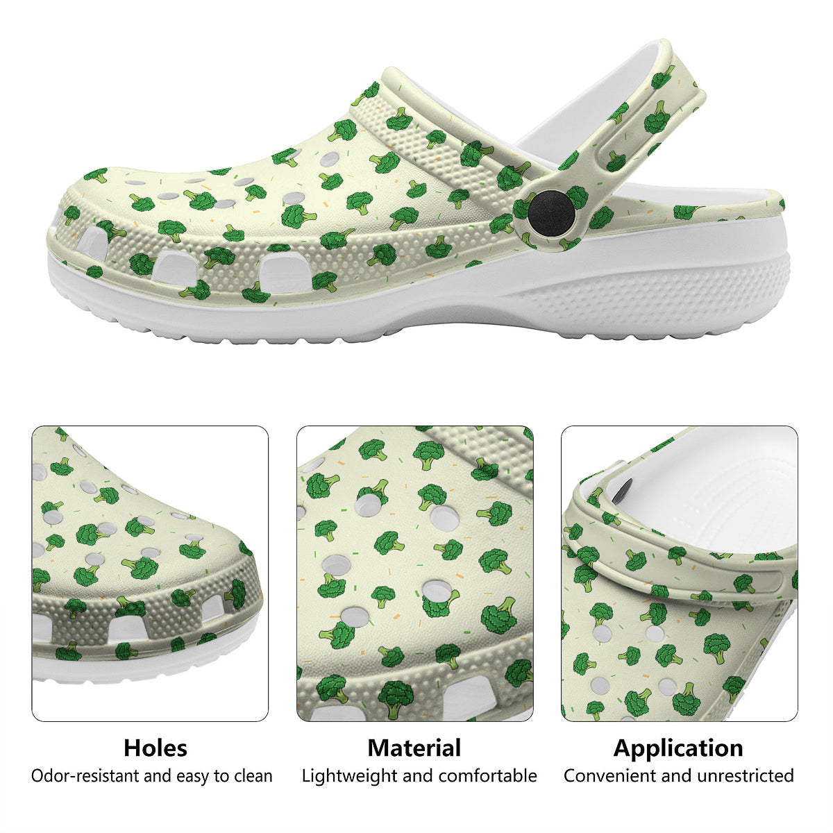 Broccoli Green Print Pattern Clog-grizzshop