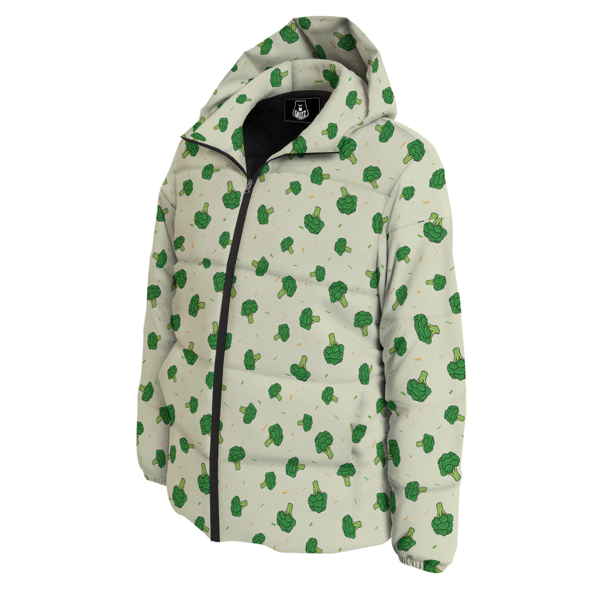 Broccoli Green Print Pattern Down Jacket-grizzshop