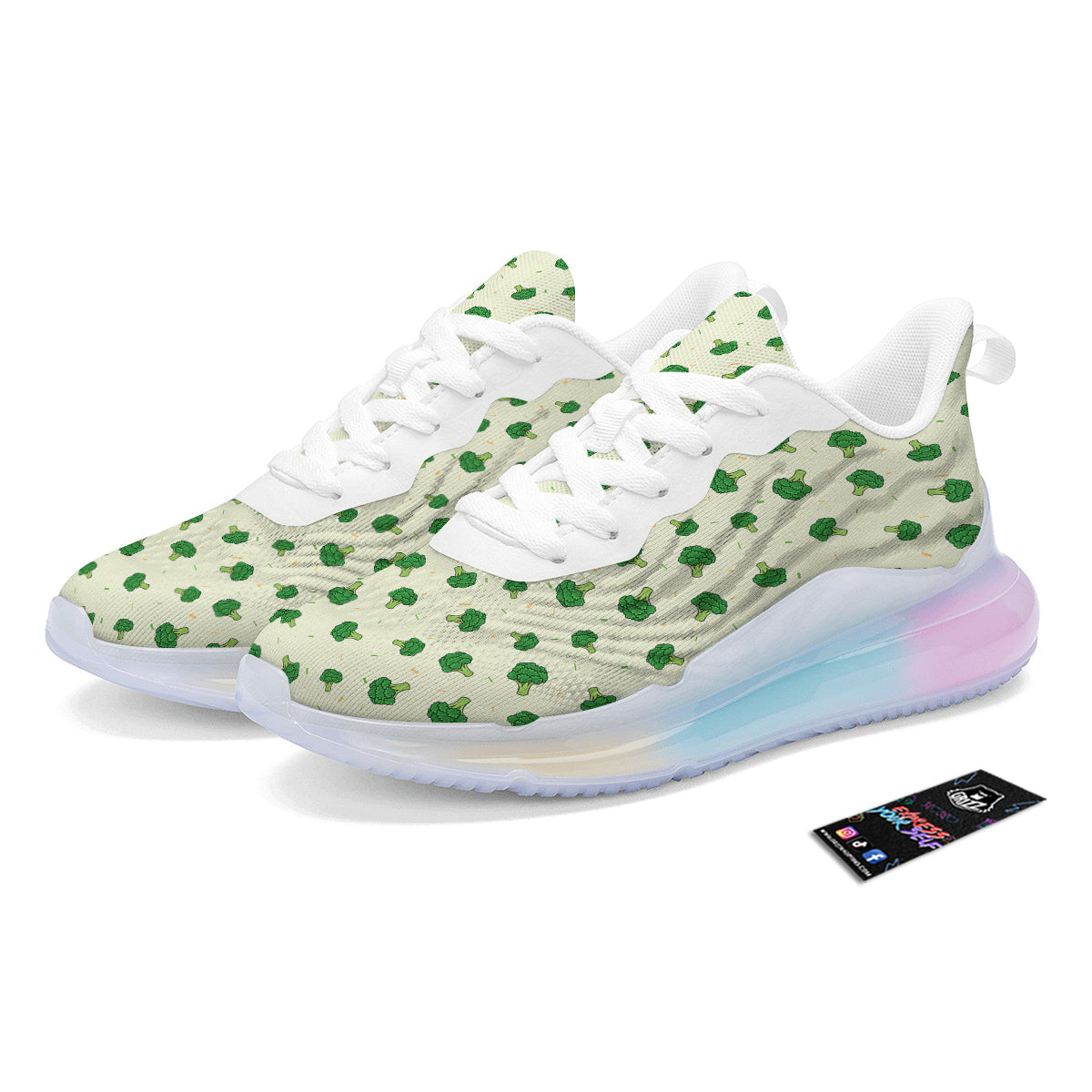 Broccoli Green Print Pattern Running Sneakers-grizzshop