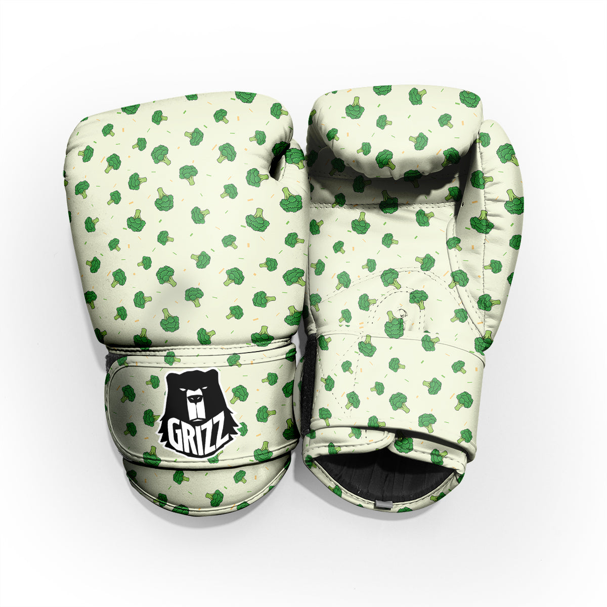 Broccoli Green Print Pattern Sparring Gloves-grizzshop