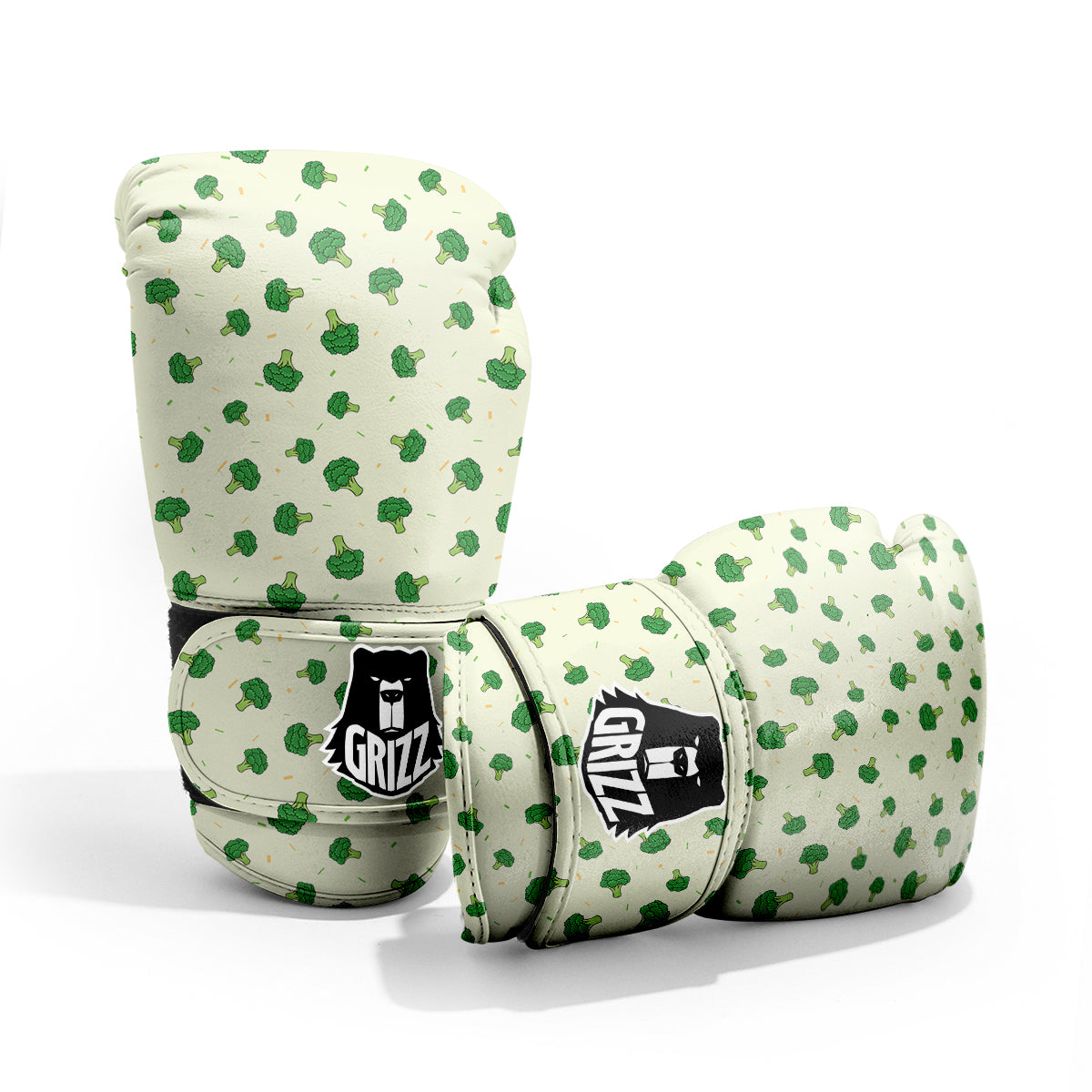 Broccoli Green Print Pattern Sparring Gloves-grizzshop