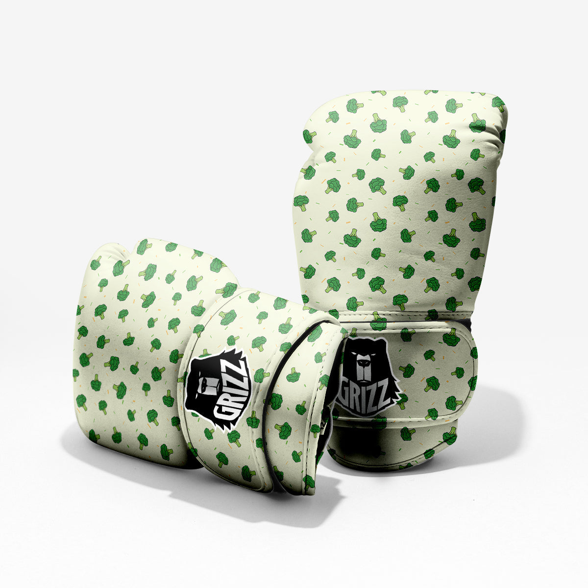 Broccoli Green Print Pattern Sparring Gloves-grizzshop