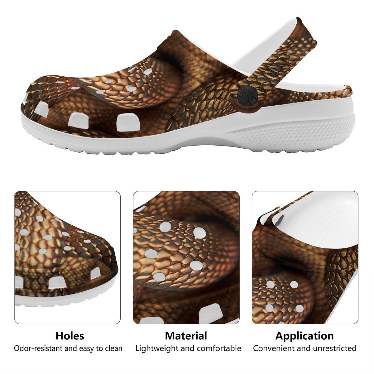 Bronze Snake Print Clog-grizzshop