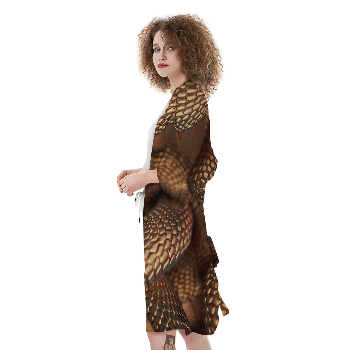 Bronze Snake Print Kimono-grizzshop
