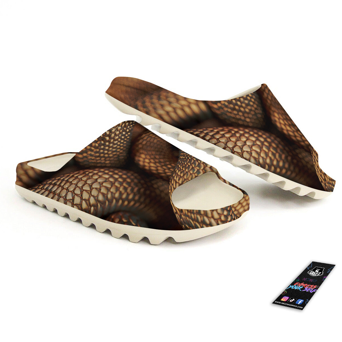 Bronze Snake Print Sandals-grizzshop