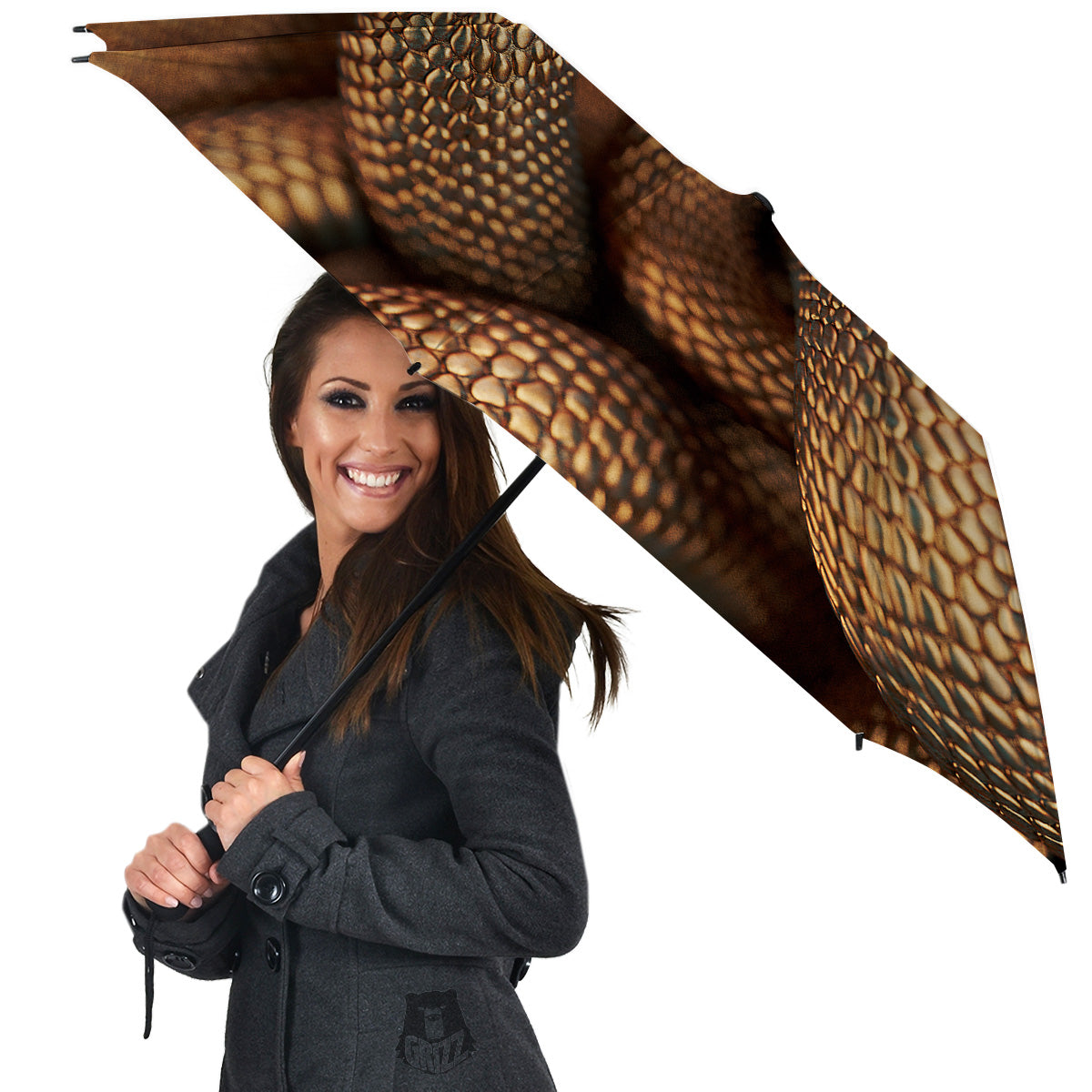 Bronze Snake Print Umbrella-grizzshop