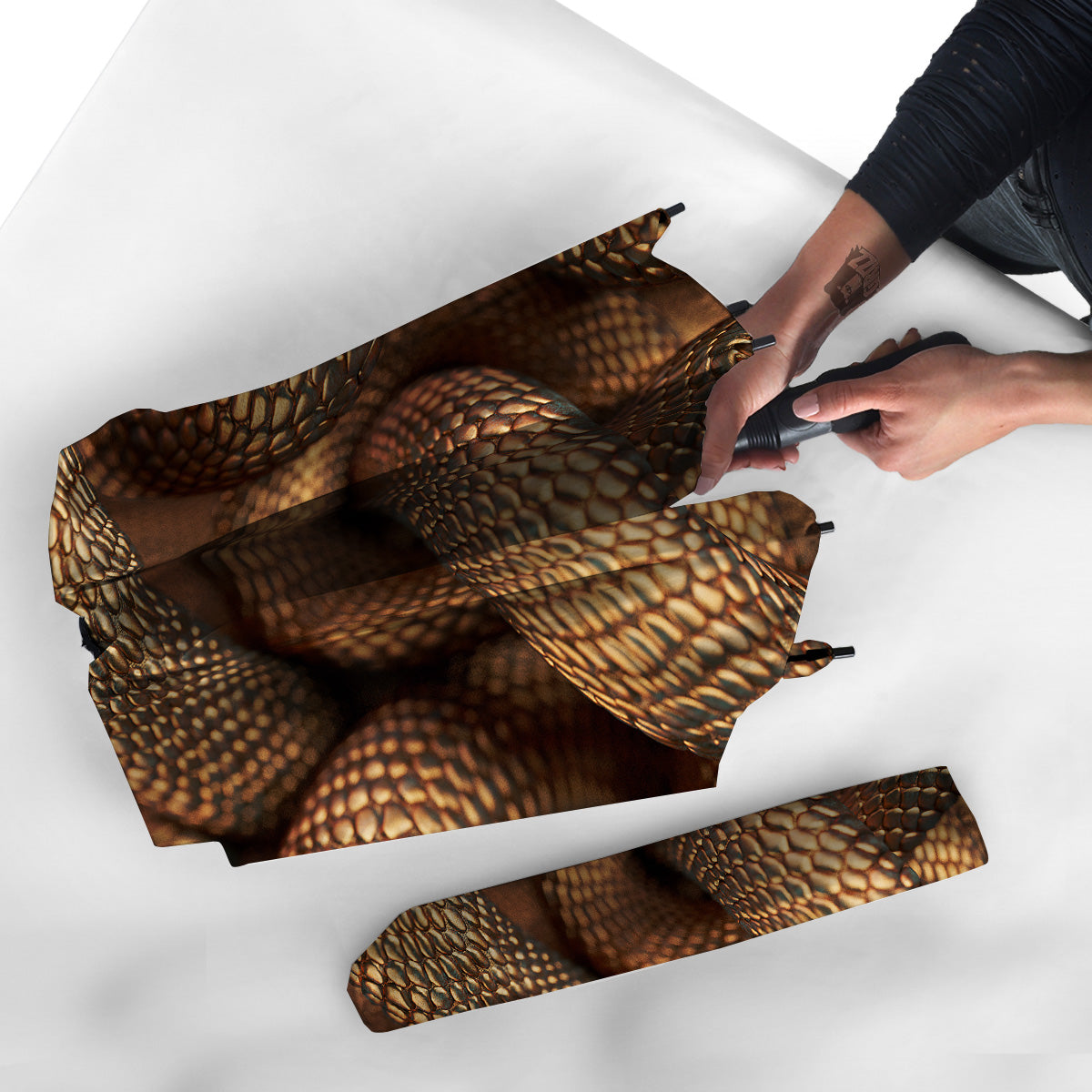 Bronze Snake Print Umbrella-grizzshop