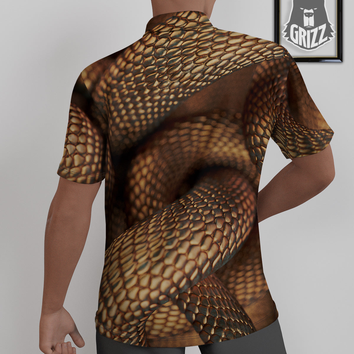Bronze Snake Print Untucked Shirts-grizzshop
