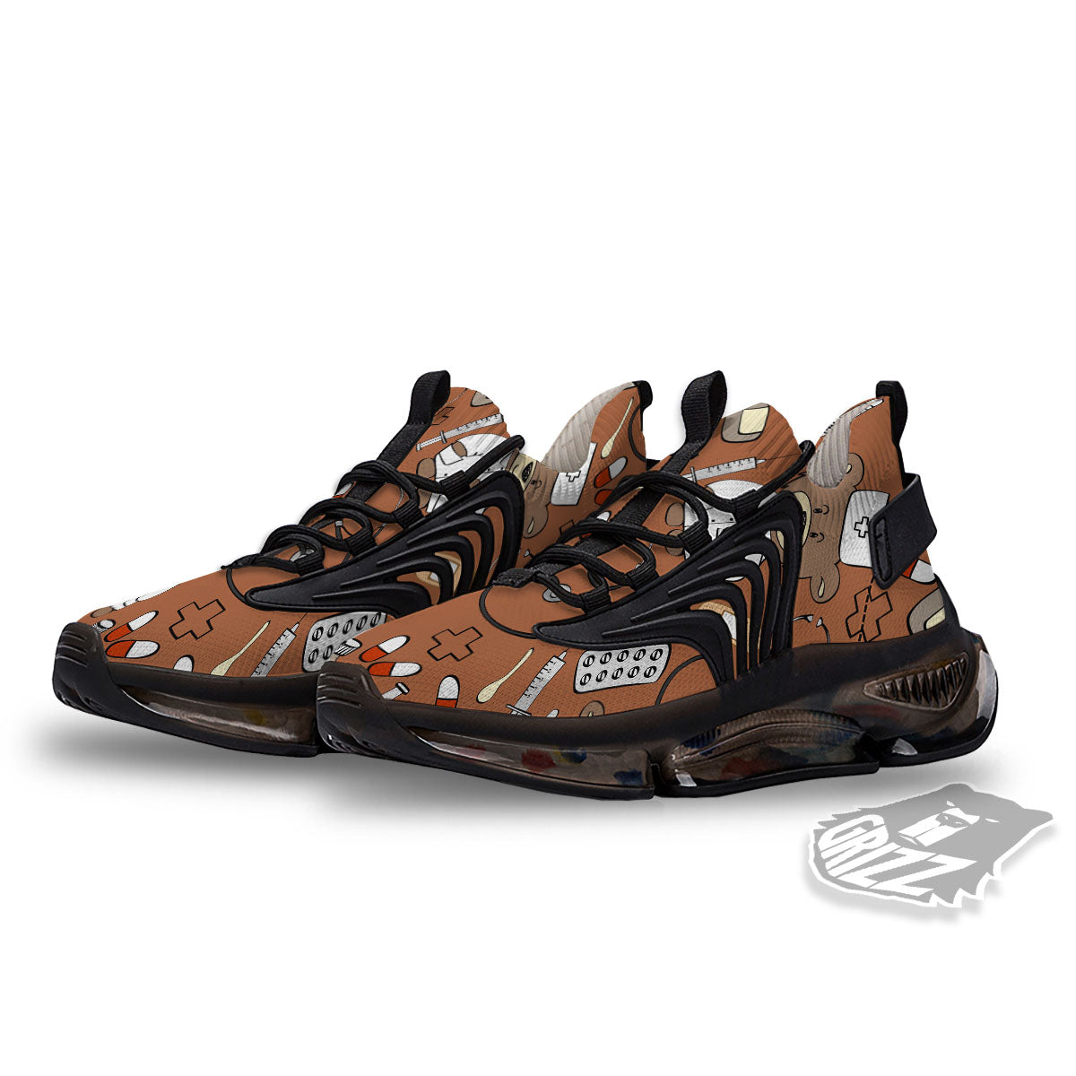 Bronze Teddy Bear Nurse Black Gym Shoes-grizzshop