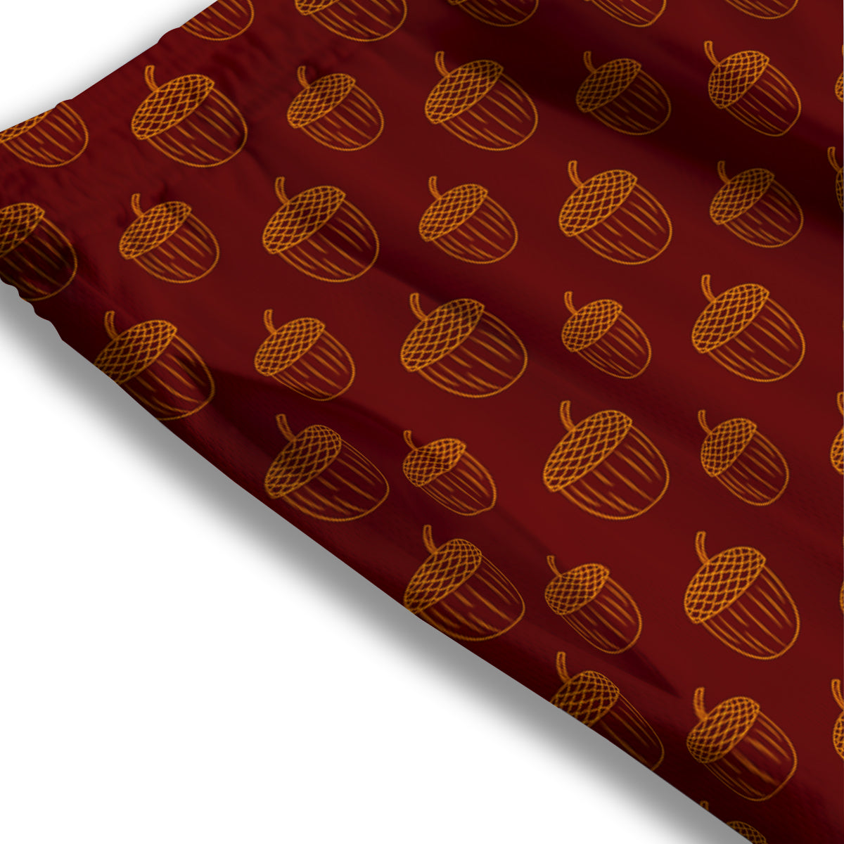 Brown Acorn Print Pattern Mesh Shorts-grizzshop
