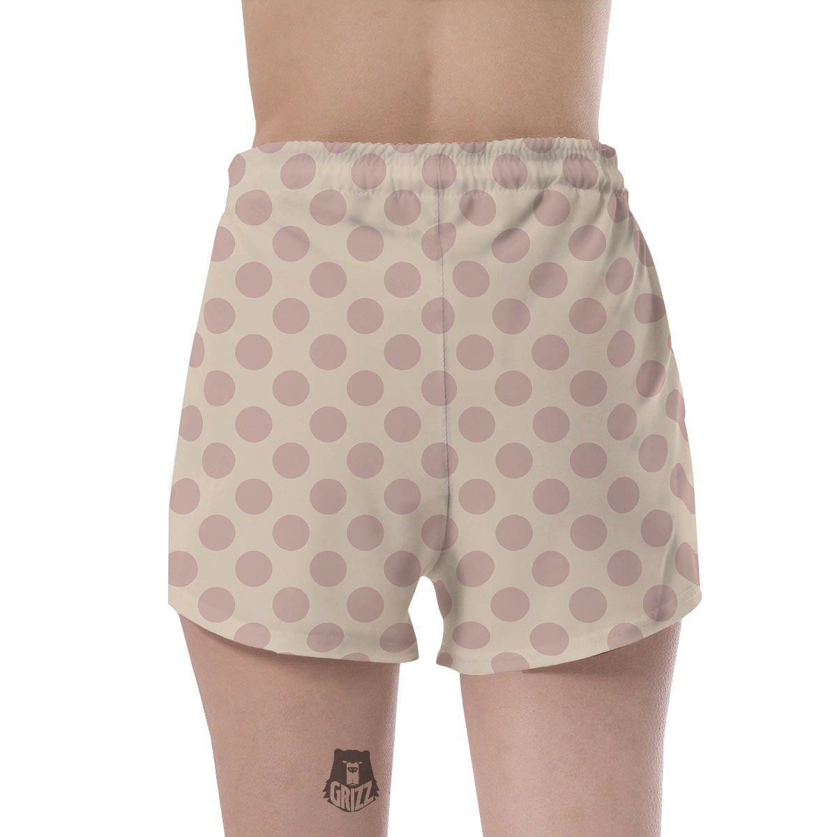 Brown And Cream Polka Dot Women's Shorts-grizzshop