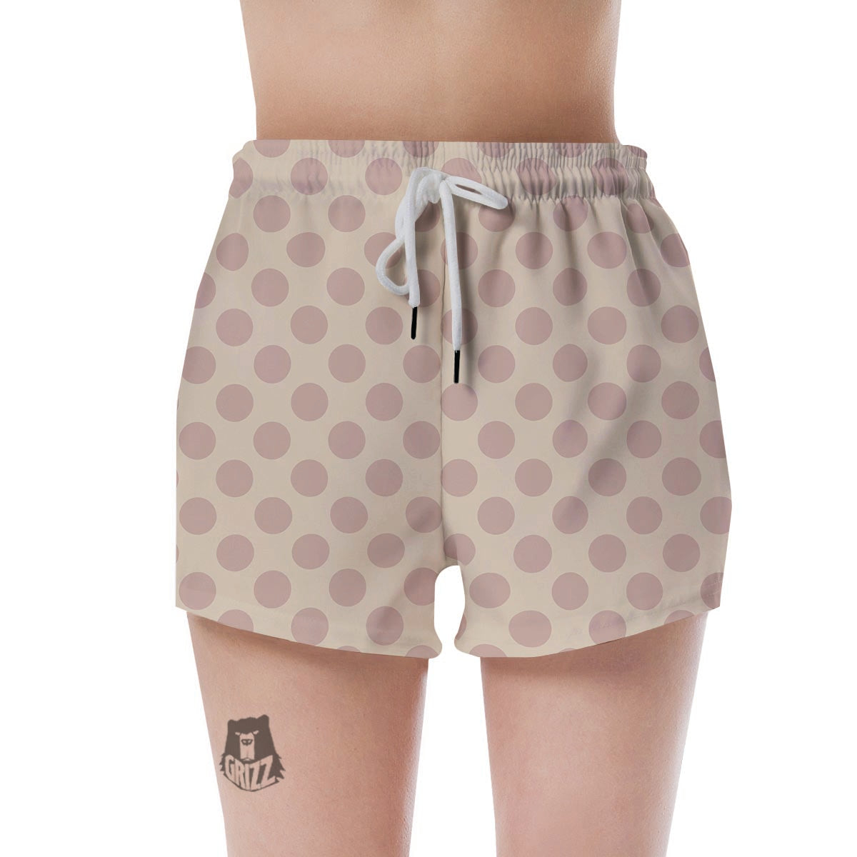 Brown And Cream Polka Dot Women's Shorts-grizzshop