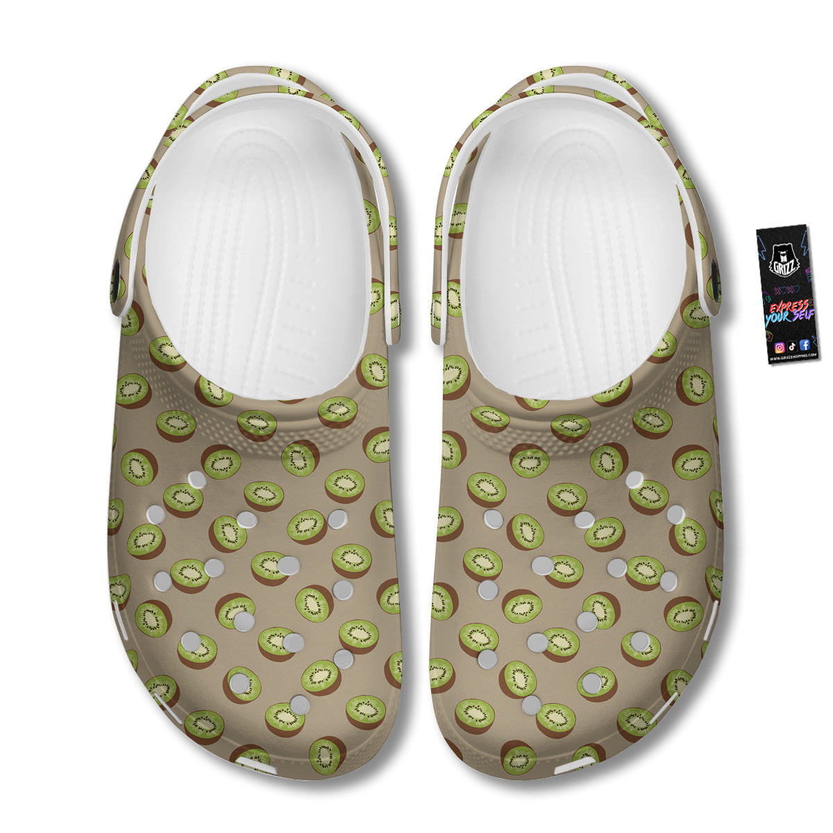 Brown And Kiwi Print Pattern Clog-grizzshop