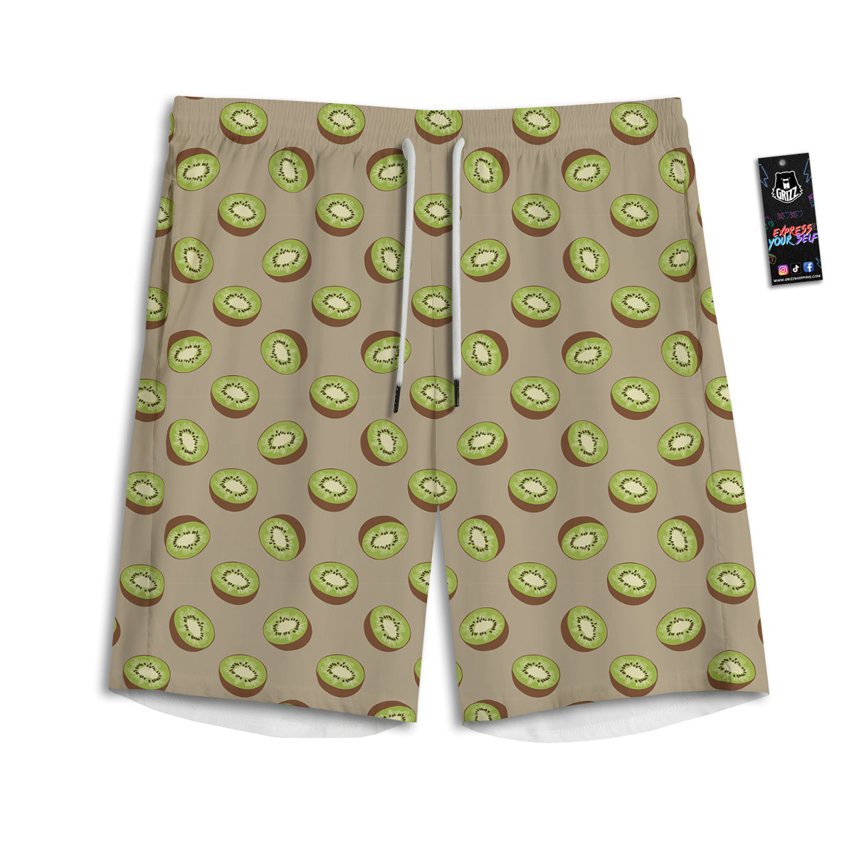 Brown And Kiwi Print Pattern Men's Athletic Shorts