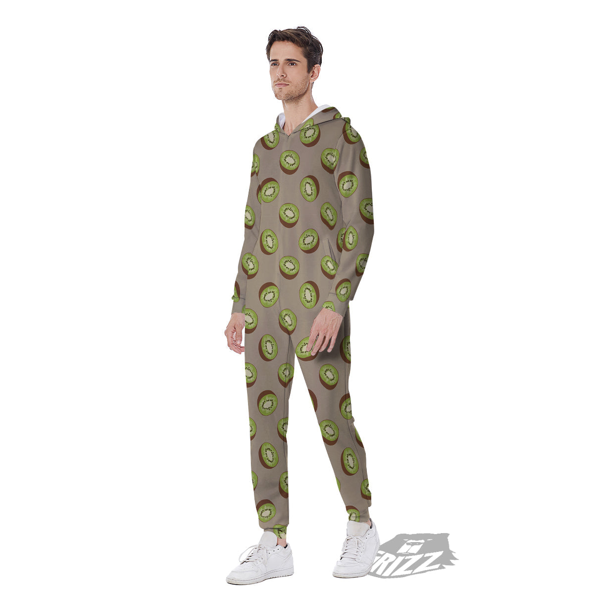Brown And Kiwi Print Pattern Men's Jumpsuit-grizzshop