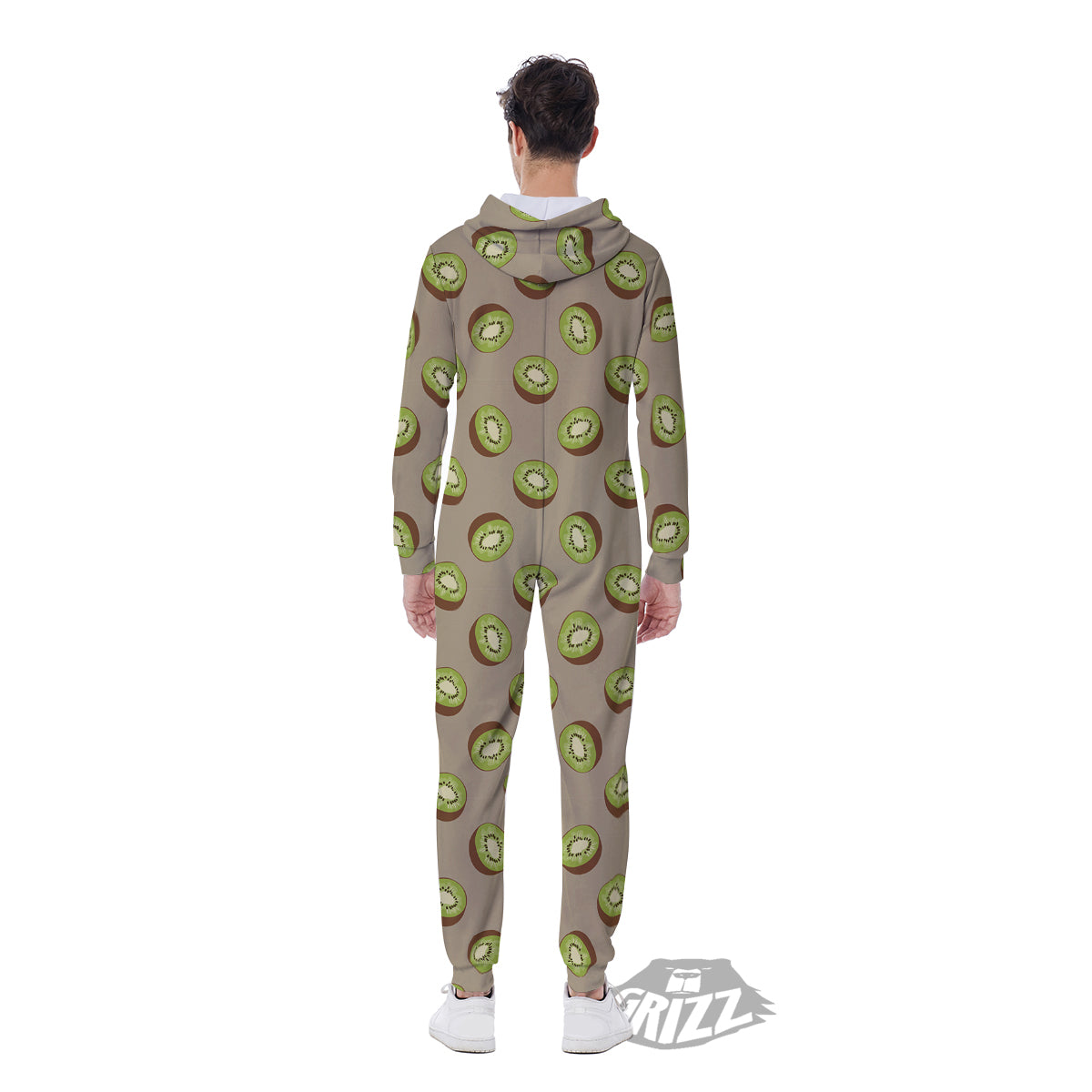 Brown And Kiwi Print Pattern Men's Jumpsuit-grizzshop