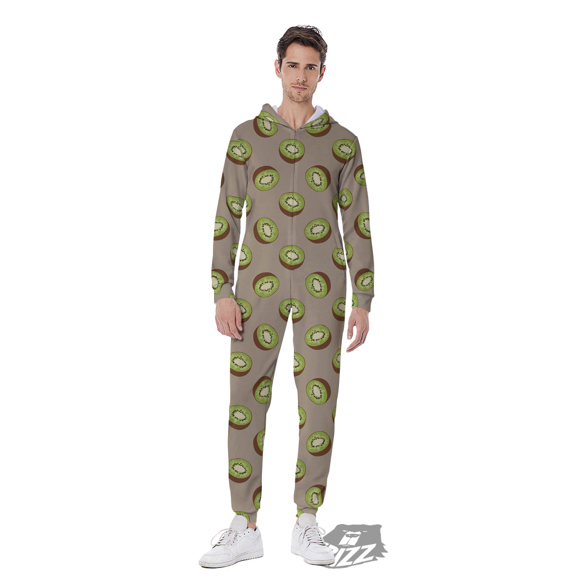 Brown And Kiwi Print Pattern Men's Jumpsuit-grizzshop