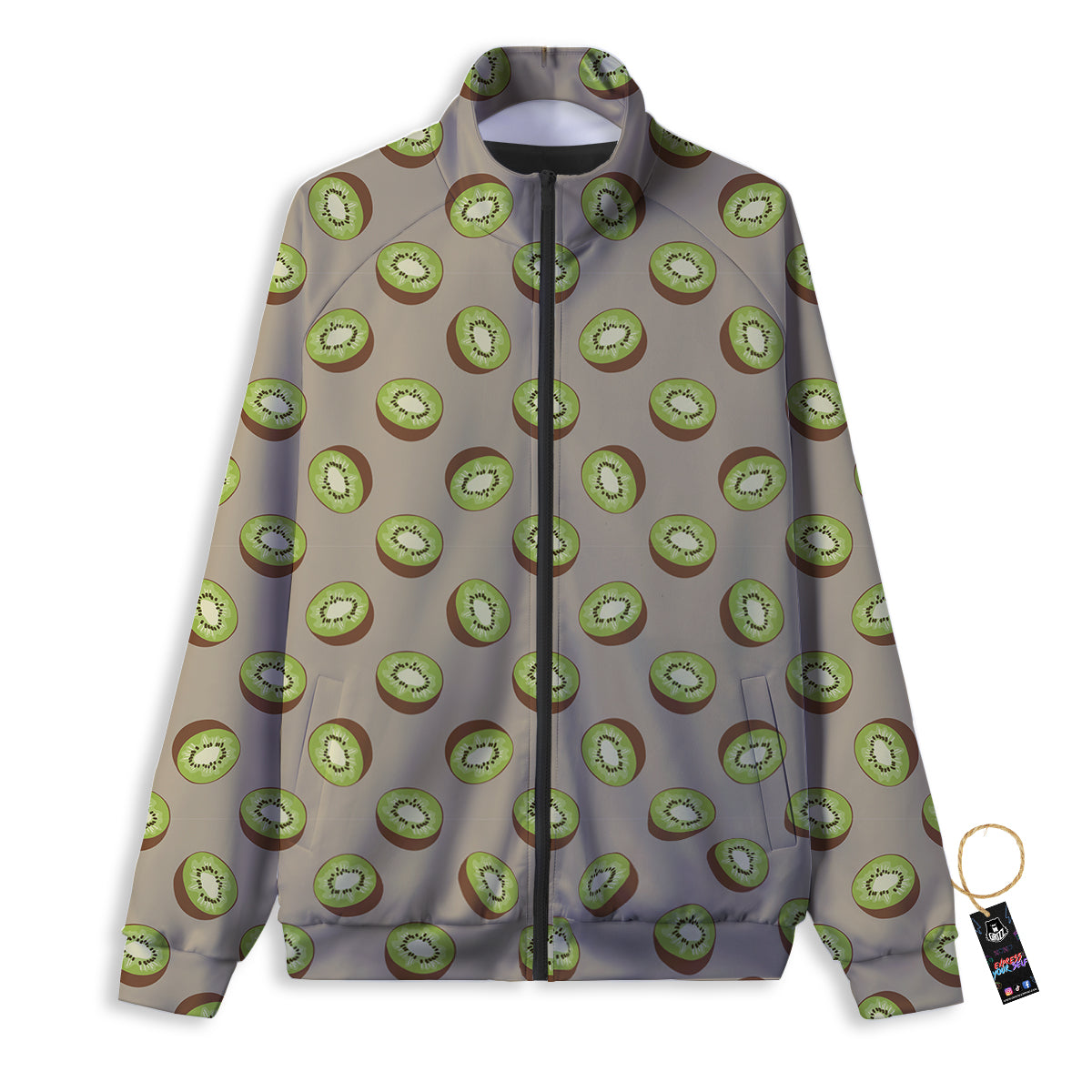 Brown And Kiwi Print Pattern Track Jacket-grizzshop