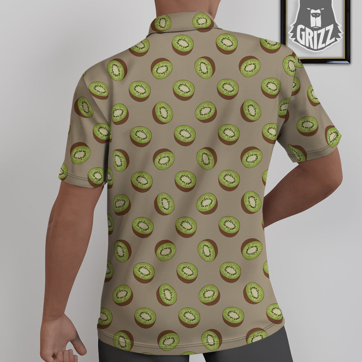 Brown And Kiwi Print Pattern Untucked Shirts-grizzshop